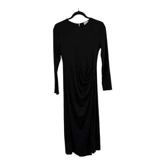 Luxely long sleeve midi draped dress black size 6 - Picture 2 of 7